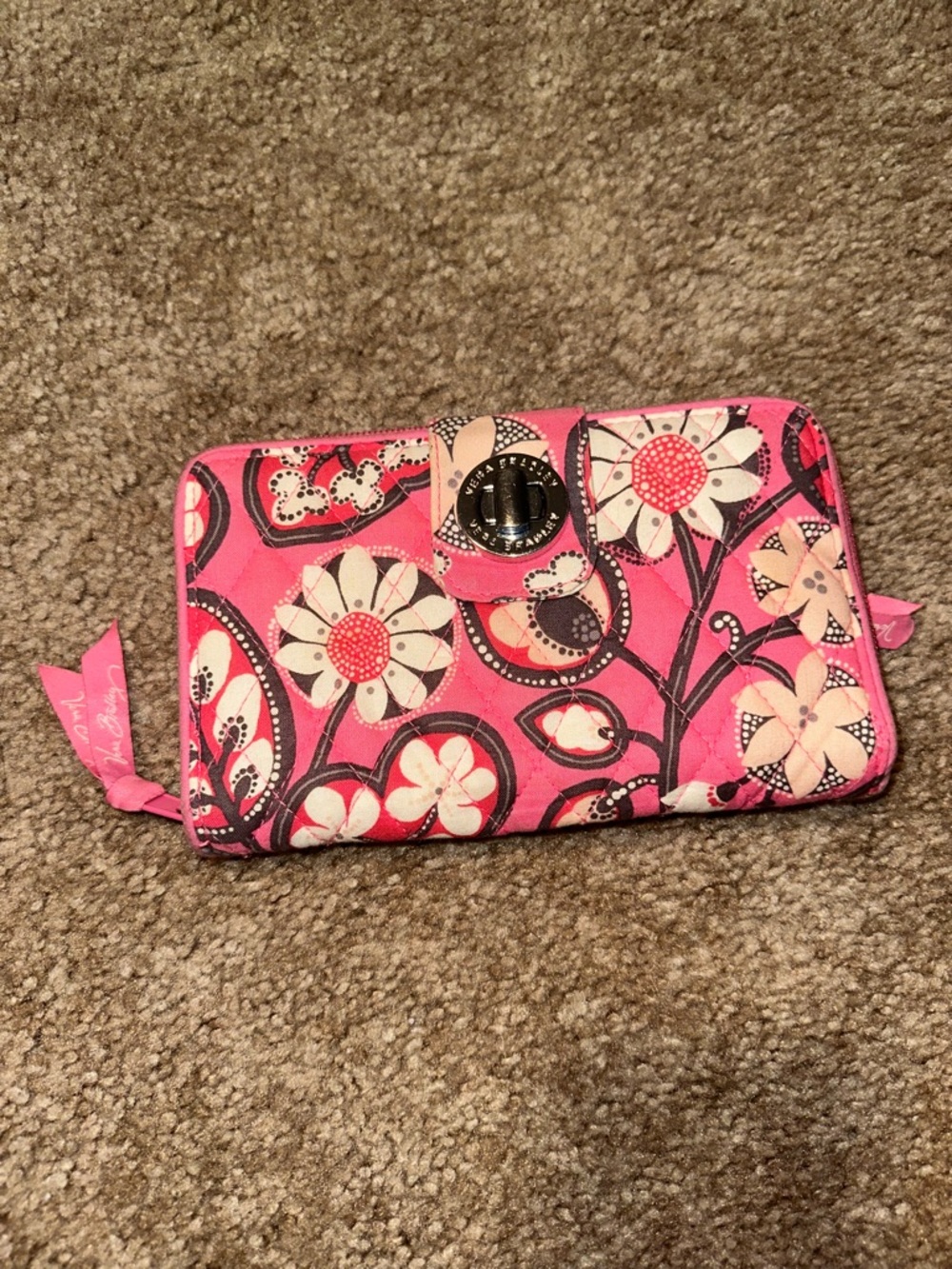 Pink Floral Zip-Around Wallet